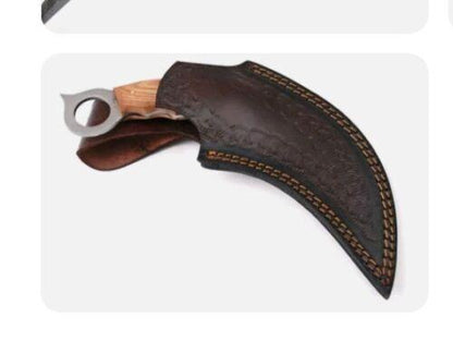 Handmade Damascus Karambit Knife 7.5” Damascus Steel Karambit with Wood Handle
