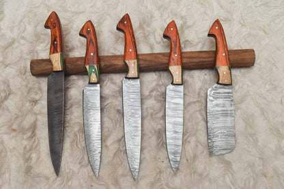 Handmade Hand Forged Damascus Steel Chef Knife Set – Premium Kitchen Knifes