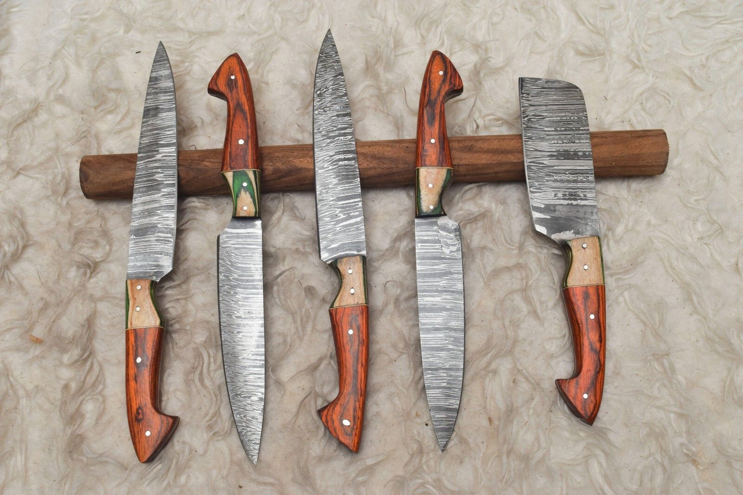Handmade Hand Forged Damascus Steel Chef Knife Set – Premium Kitchen Knifes