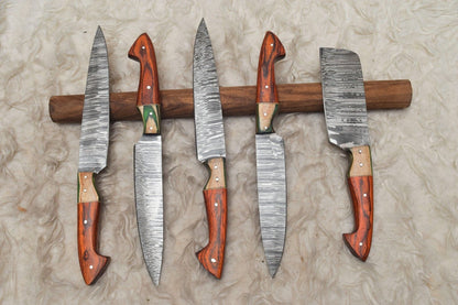 Handmade Hand Forged Damascus Steel Chef Knife Set – Premium Kitchen Knifes