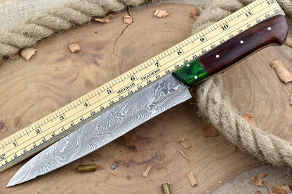 Hand Forged Damascus Steel Chef Knife with Natural Rose Wood Handle