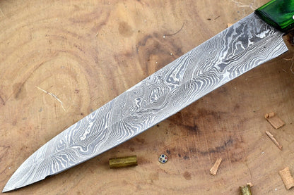 Hand Forged Damascus Steel Chef Knife with Natural Rose Wood Handle