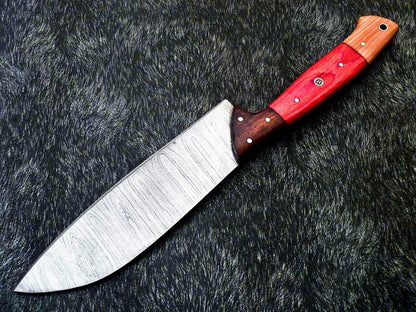 Handmade Damascus Chef Knife 12" – Camel Bone Handle, Professional Kitchen Knife