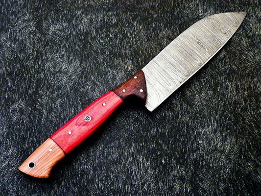 Handmade Damascus Chef Knife 12" – Camel Bone Handle, Professional Kitchen Knife
