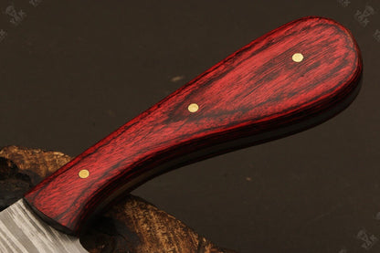 Handmade 9" Damascus Steel Bull Cutter Knife Custom Cowboy Bull Knife with Wood Handle