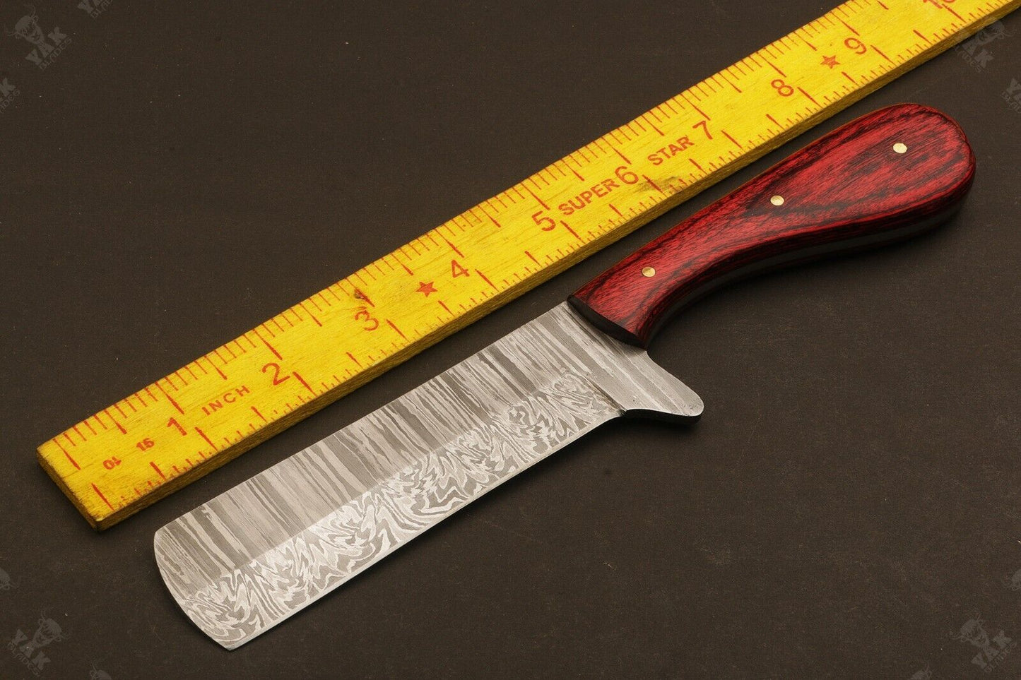 Handmade 9" Damascus Steel Bull Cutter Knife Custom Cowboy Bull Knife with Wood Handle