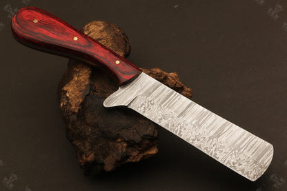 Handmade 9" Damascus Steel Bull Cutter Knife Custom Cowboy Bull Knife with Wood Handle