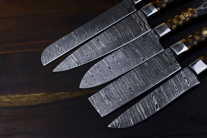 Kitchen Chef Knife Snake Wood Rare Handmade Chef Set with Custom Walnut Wood Handle