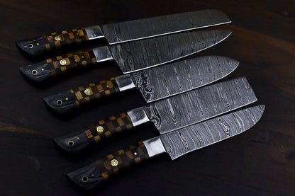 Kitchen Chef Knife Snake Wood Rare Handmade Chef Set with Custom Walnut Wood Handle