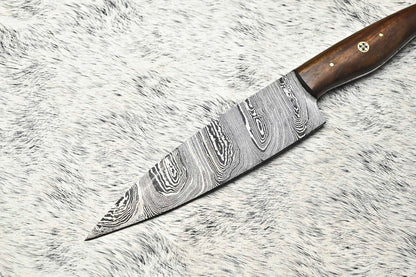 Custom Handmade Damascus Steel Full Tang Chef Knife with Leather Sheath – 384 Layer Sport Knife
