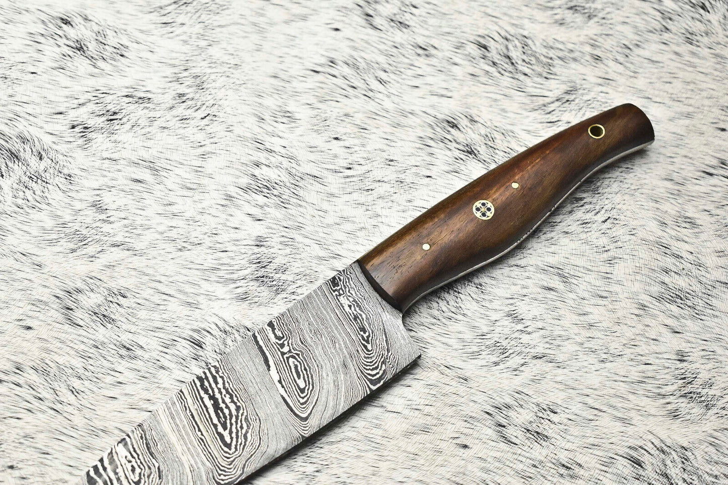 Custom Handmade Damascus Steel Full Tang Chef Knife with Leather Sheath – 384 Layer Sport Knife