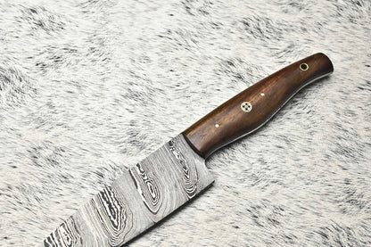 Custom Handmade Damascus Steel Full Tang Chef Knife with Leather Sheath – 384 Layer Sport Knife