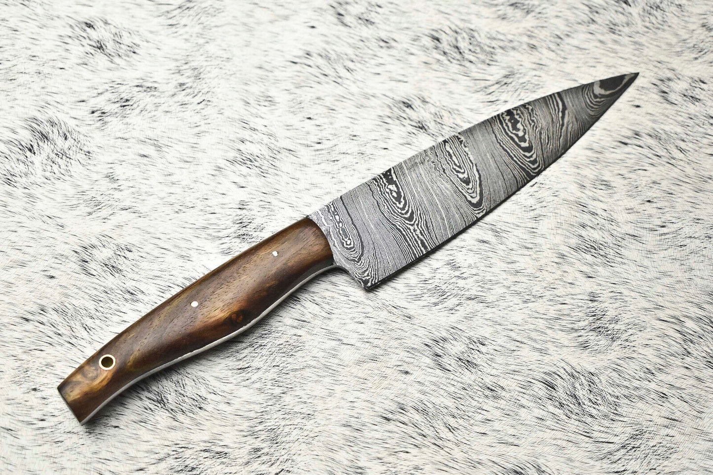 Custom Handmade Damascus Steel Full Tang Chef Knife with Leather Sheath – 384 Layer Sport Knife