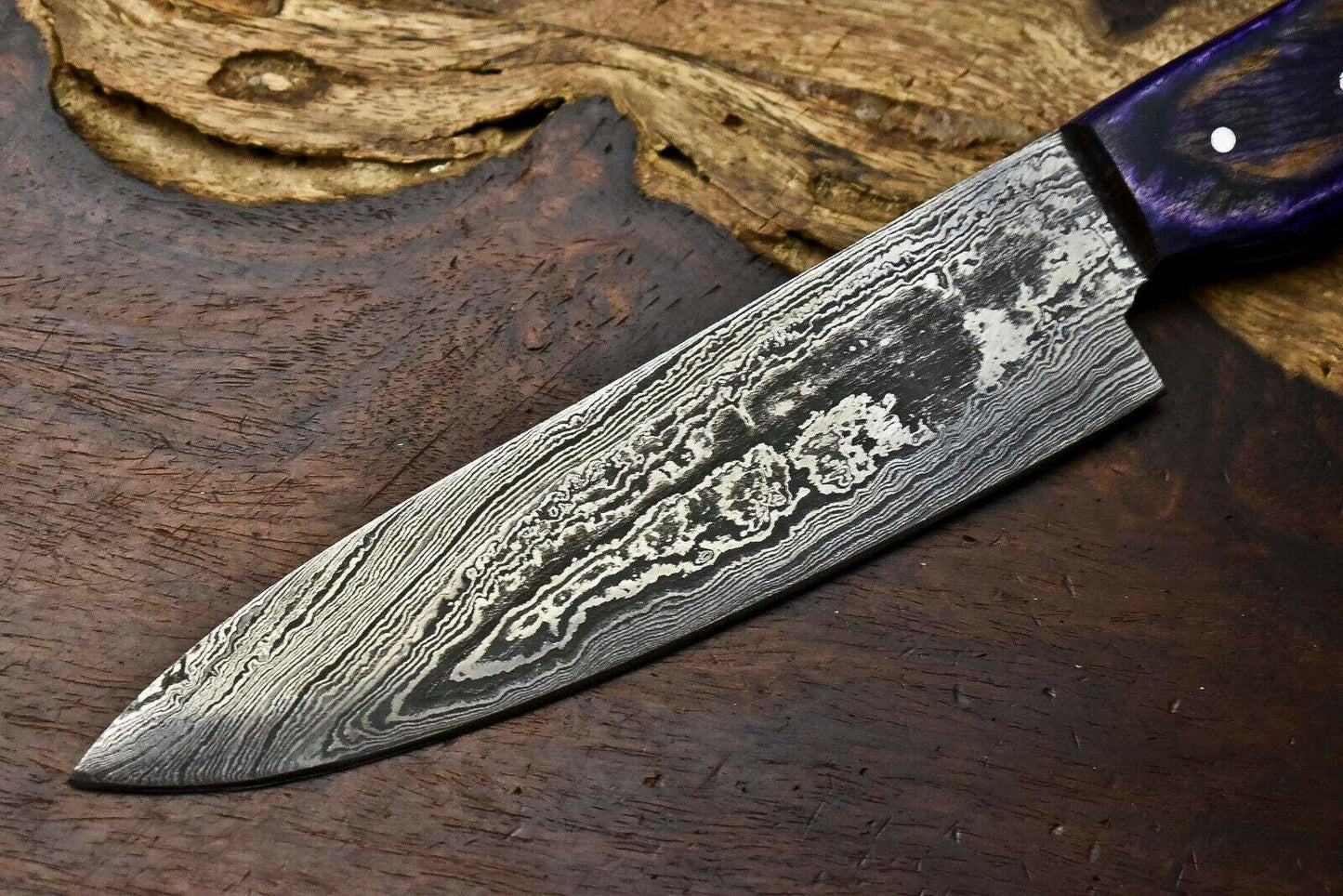 Handmade Damascus Steel Chef Knife – Full Tang Kitchen Knife with 7" Blade & 5" Handle