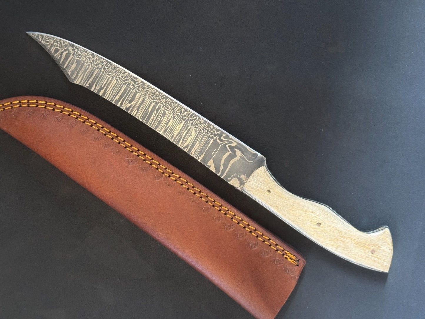 13" Damascus Fillet Knife Handmade Custom Fillet Knife with Wood Handle