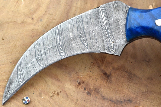 Best Karambit Handmade Damascus Karambit Knife with Resin Handle Sheath