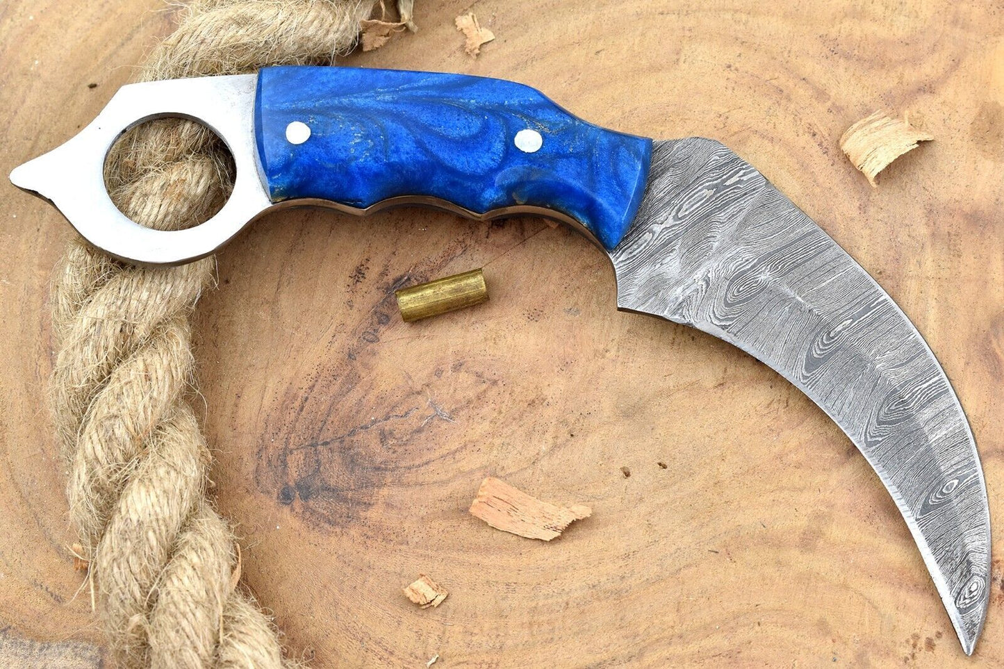 Best Karambit Handmade Damascus Karambit Knife with Resin Handle Sheath