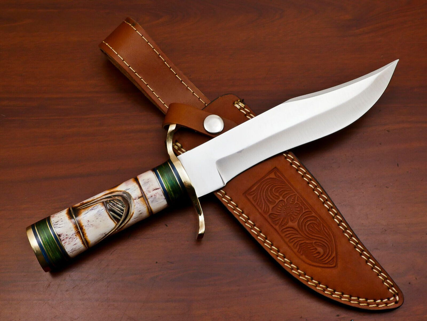 Handmade 12 Inch D2 Clip Point Fixed Blade Hunting Bowie Knife