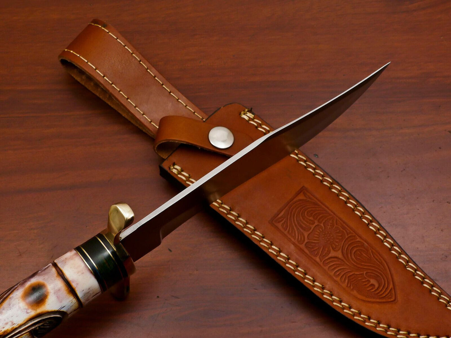 Handmade 12 Inch D2 Clip Point Fixed Blade Hunting Bowie Knife