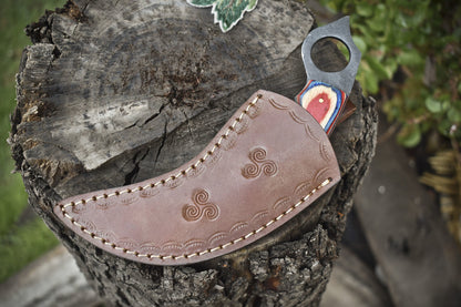 Hand Forged D2 Steel Karambit Knife 8" Fixed Blade Karambit with Hard Wood Handle