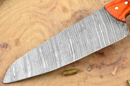 Custom Handmade Forged Damascus Steel Kitchen Chef Knife with Green Resin Handle