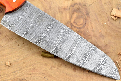 Custom Handmade Forged Damascus Steel Kitchen Chef Knife with Green Resin Handle