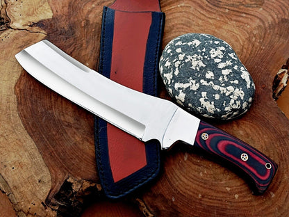 D2 Steel Custom High Polish Full Tang Tactical Bowie Knife with Micarta Handle