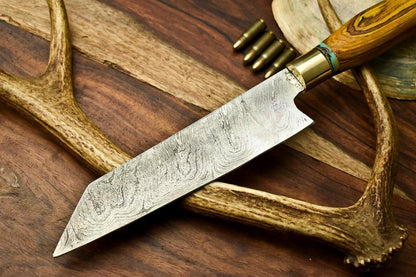 Hand Made Damascus Steel Chef Knife | Hard Wood Handle