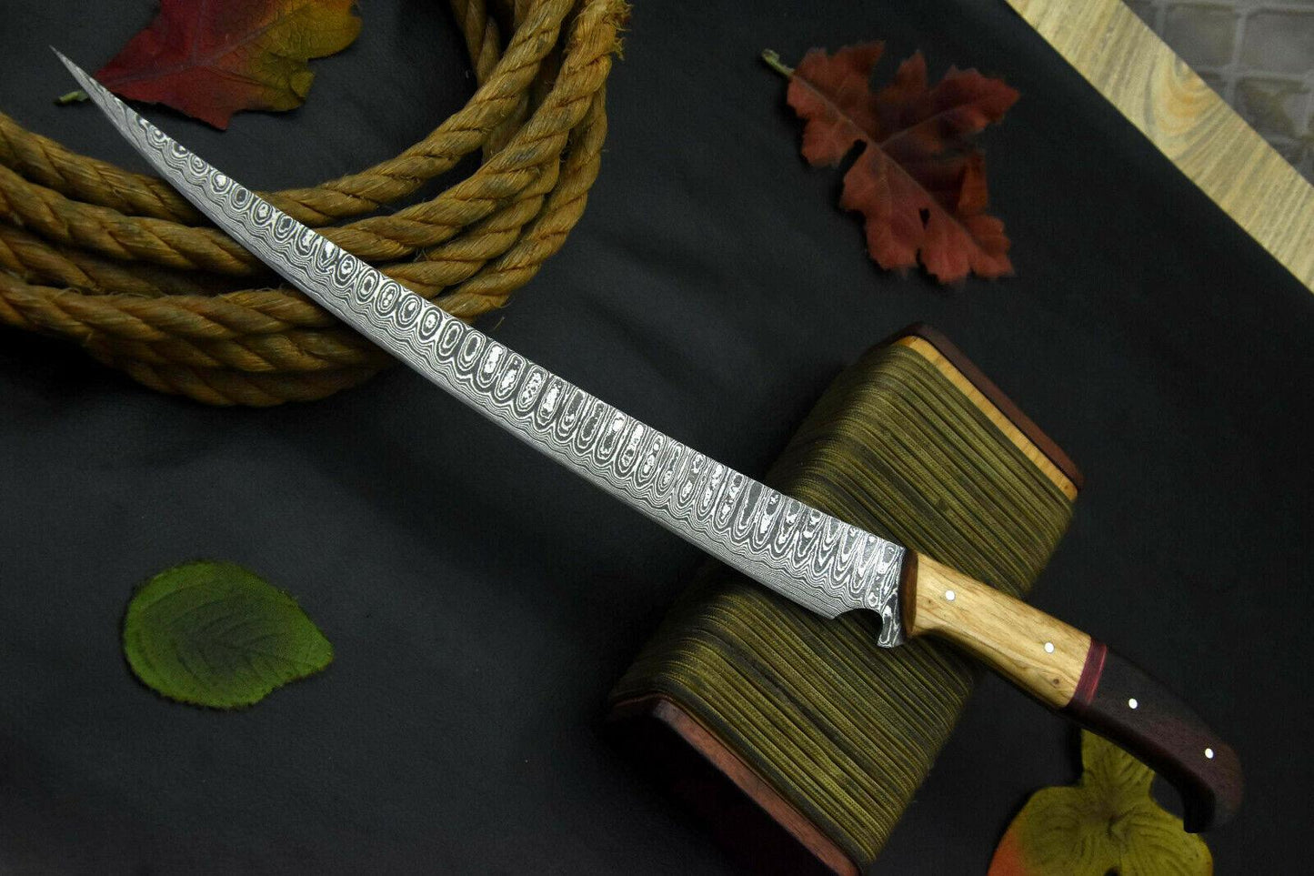 Custom Damascus Fillet Knife Handmade Damascus Steel Fishing Knife