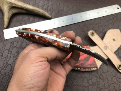 8" Handmade Best Damascus Karambit Damascus Steel Karambit Knife with Resin Handle