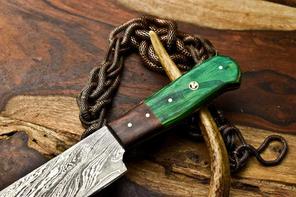 Gorgeous Custom Handmade Damascus Steel Chef & Hunting Knife | Hard Wood Handle