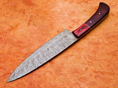 12" Professional Handmade Damascus Steel Chef Kitchen Knife with Hard Wood Handle