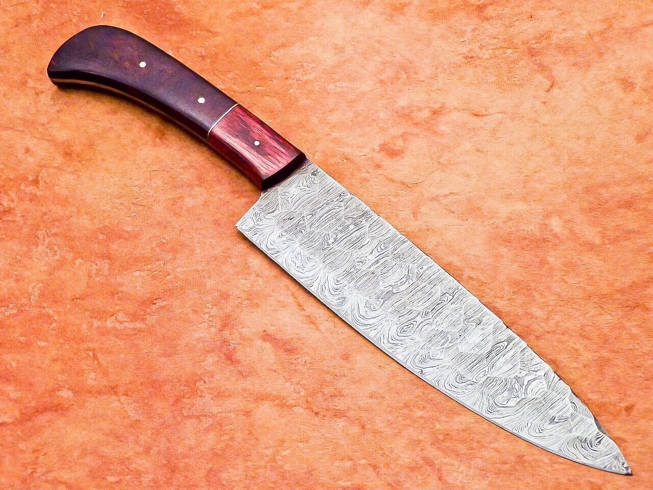 12" Professional Handmade Damascus Steel Chef Kitchen Knife with Hard Wood Handle