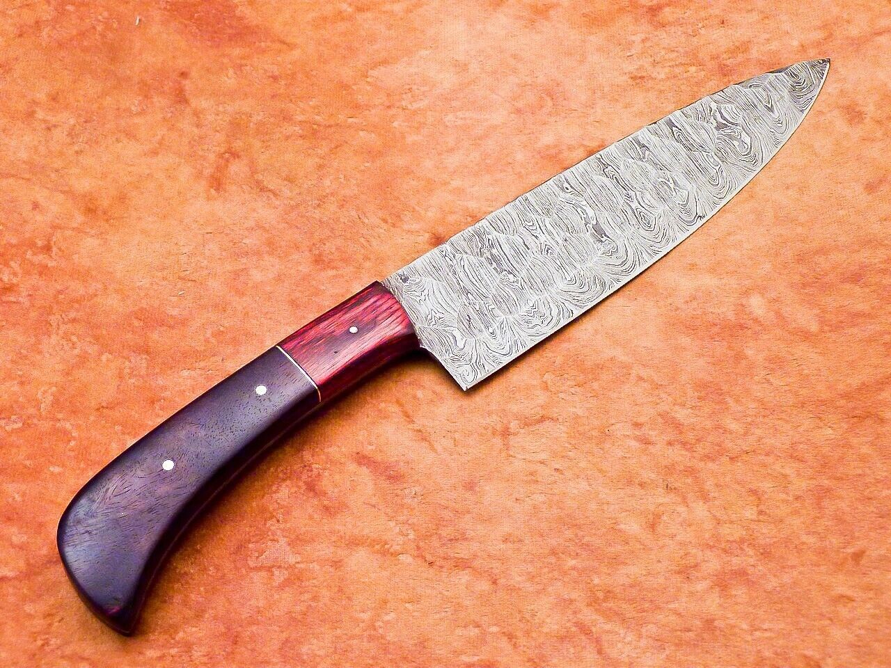 12" Professional Handmade Damascus Steel Chef Kitchen Knife with Hard Wood Handle