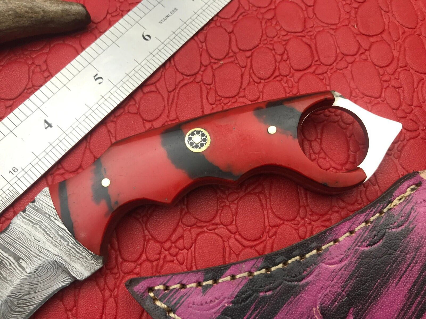 Damascus Karambit Twist Karambit Damascus Steel Hunting Knife With Resin Handle