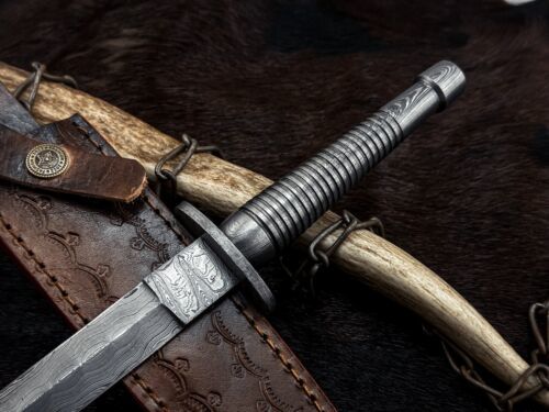 Heritage Forge Custom Handmade Damascus Steel Bowie Knife with Damascus Handle and Sheath – ME-394