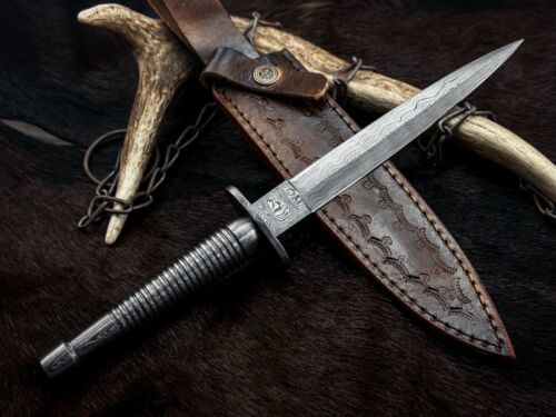 Heritage Forge Custom Handmade Damascus Steel Bowie Knife with Damascus Handle and Sheath – ME-394