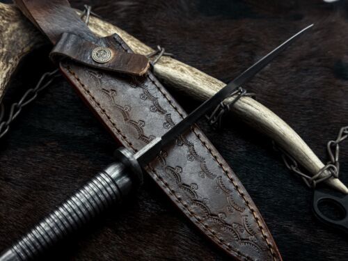 Heritage Forge Custom Handmade Damascus Steel Bowie Knife with Damascus Handle and Sheath – ME-394