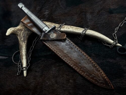 Heritage Forge Custom Handmade Damascus Steel Bowie Knife with Damascus Handle and Sheath – ME-394