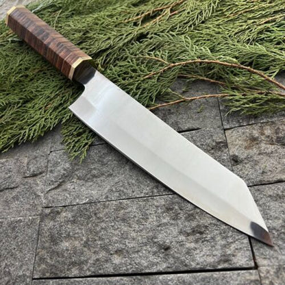 13" Custom Hand Forged D2 Steel Chef Meat Cleaver Knife with Leather Handle
