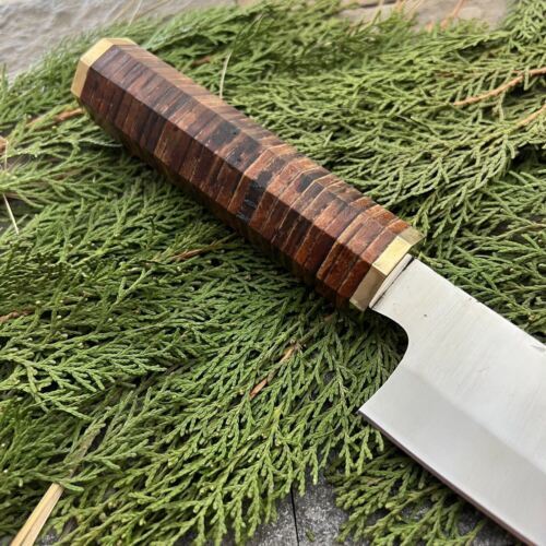13" Custom Hand Forged D2 Steel Chef Meat Cleaver Knife with Leather Handle