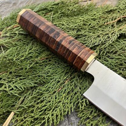 13" Custom Hand Forged D2 Steel Chef Meat Cleaver Knife with Leather Handle