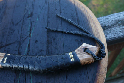 Hand Forged 1095 Carbon Steel Viking Tomahawk 18 Inch Hatchet with Ash Wood and Leather Wrapped Handle