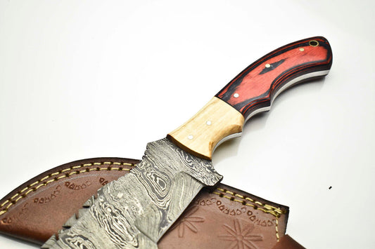 10.0" Handmade Damascus Steel Tracker Knife | Full Tang Hard Wood Handle