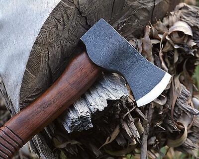 Handmade Carbon Steel Viking Bearded Camping Axe with Leather Sheath for Bushcraft and Outdoors