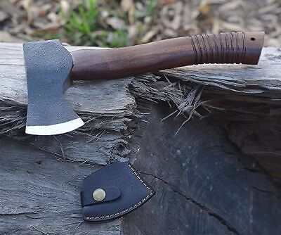Handmade Carbon Steel Viking Bearded Camping Axe with Leather Sheath for Bushcraft and Outdoors