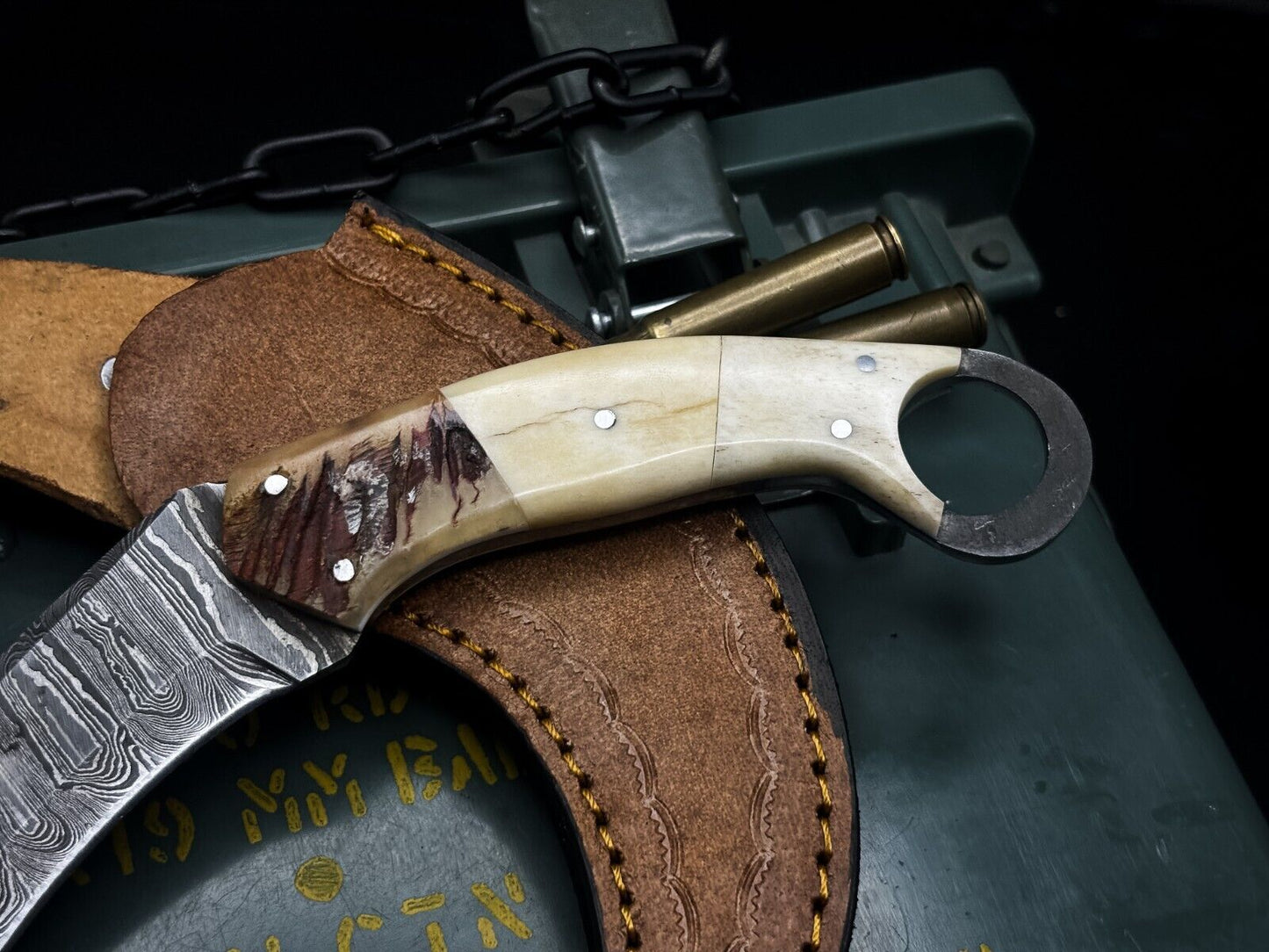 8" Handmade Damascus Karambit Knife With Sheath Best Karambit Knife