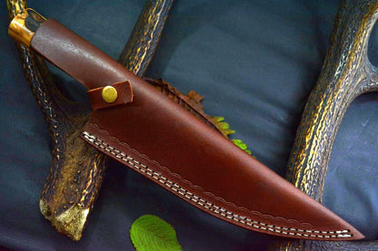 Custom Damascus Steel Chef Knife Handmade With Walnut & Olive Handle