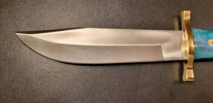 Handmade 12-Inch D2 Tool Steel Hunting Bowie Knife with Camel Bone Handle