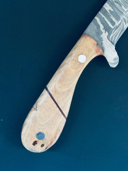 Best Cowboy Damascus Steel Bull Cutter Knife Custom Bull Cutter Knife With Wood Handle